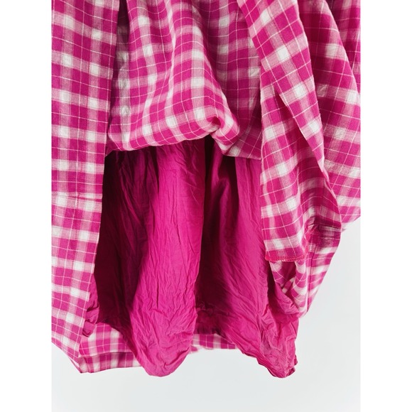 English Factory Dress Womens Sz L Pink Gingham Cottagecore Puff Sleeve Q1026 - Picture 13 of 14